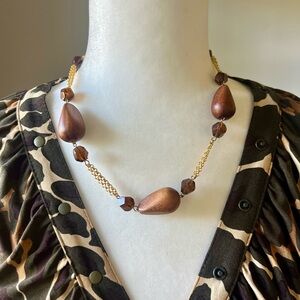 Wood and Gold boho necklace